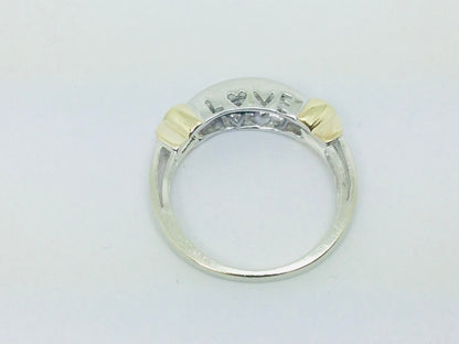 10k White Gold 20pt Diamond Row Set 'Love' Ring