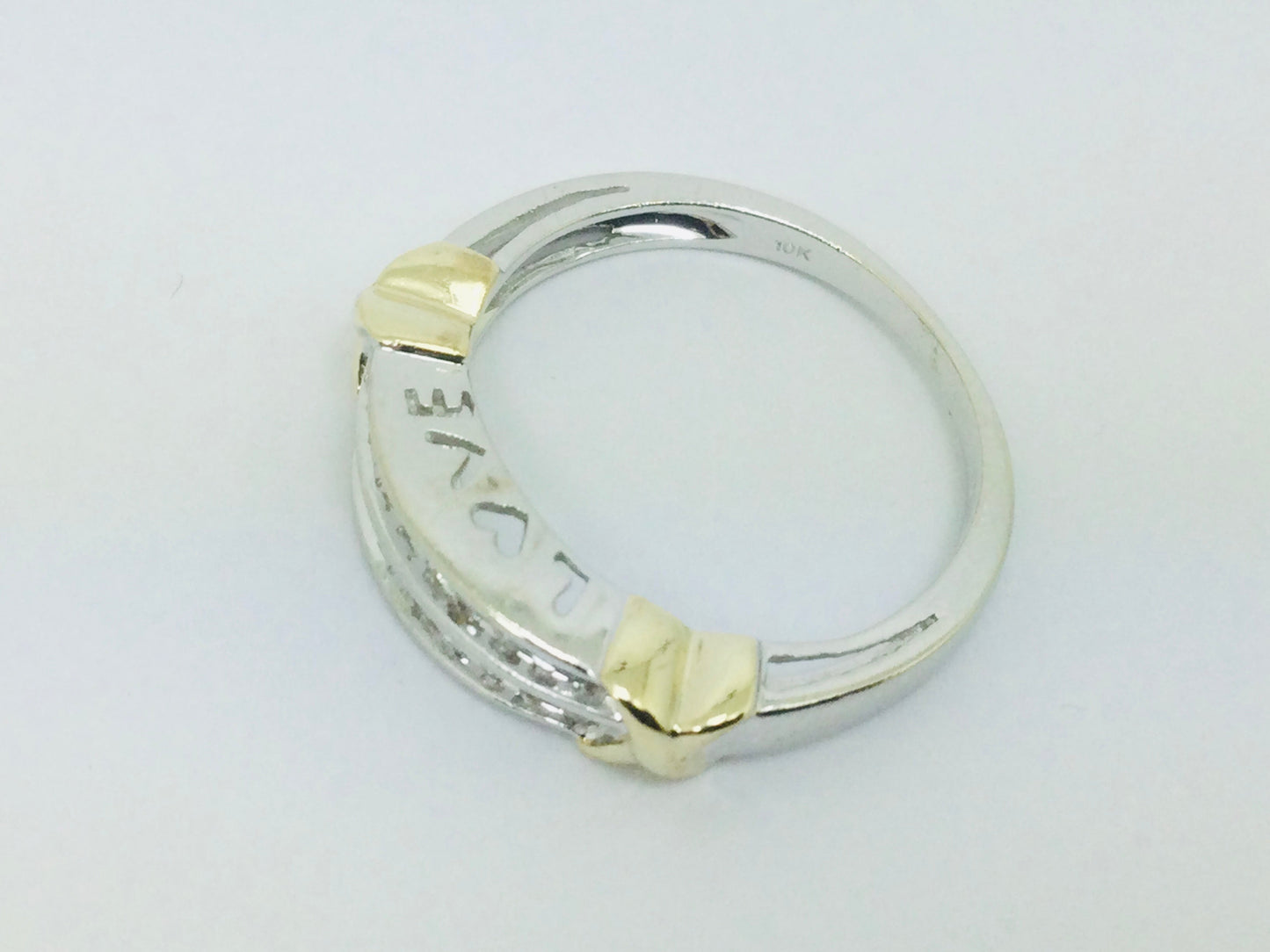 10k White Gold 20pt Diamond Row Set 'Love' Ring