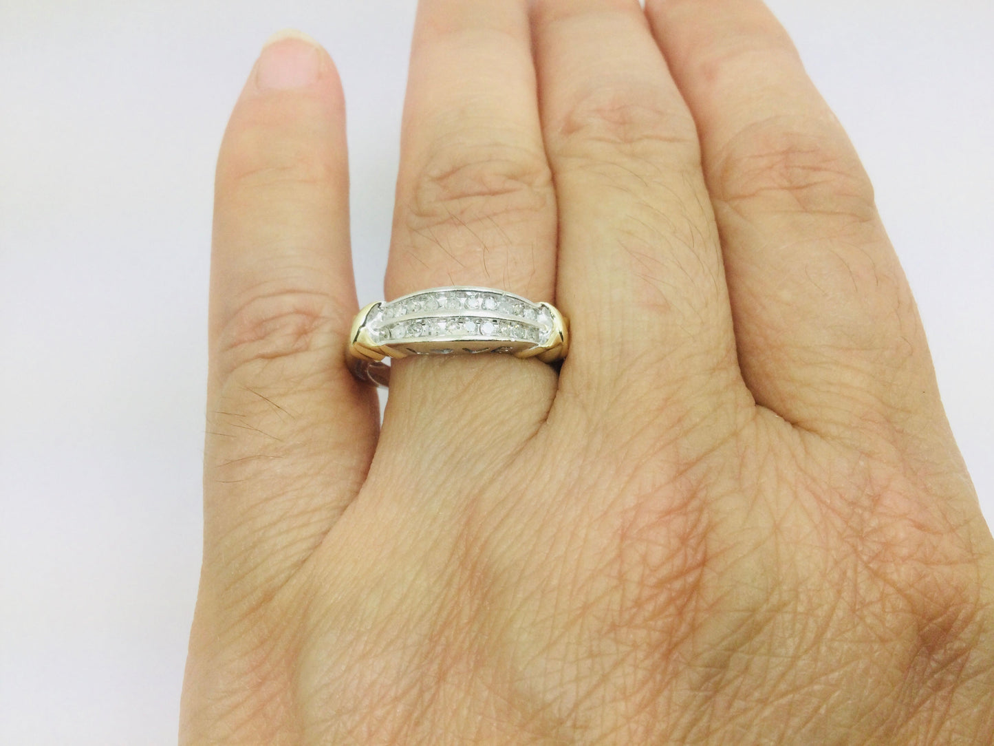 10k White Gold 20pt Diamond Row Set 'Love' Ring