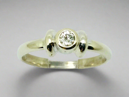 14k White Gold Round Cut 8pt Diamond Solitaire Ring