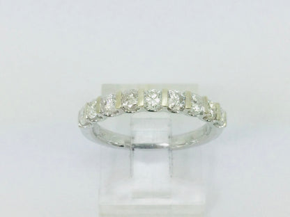 14k White Gold Round Cut 0.72ct Diamond Row Set Ring