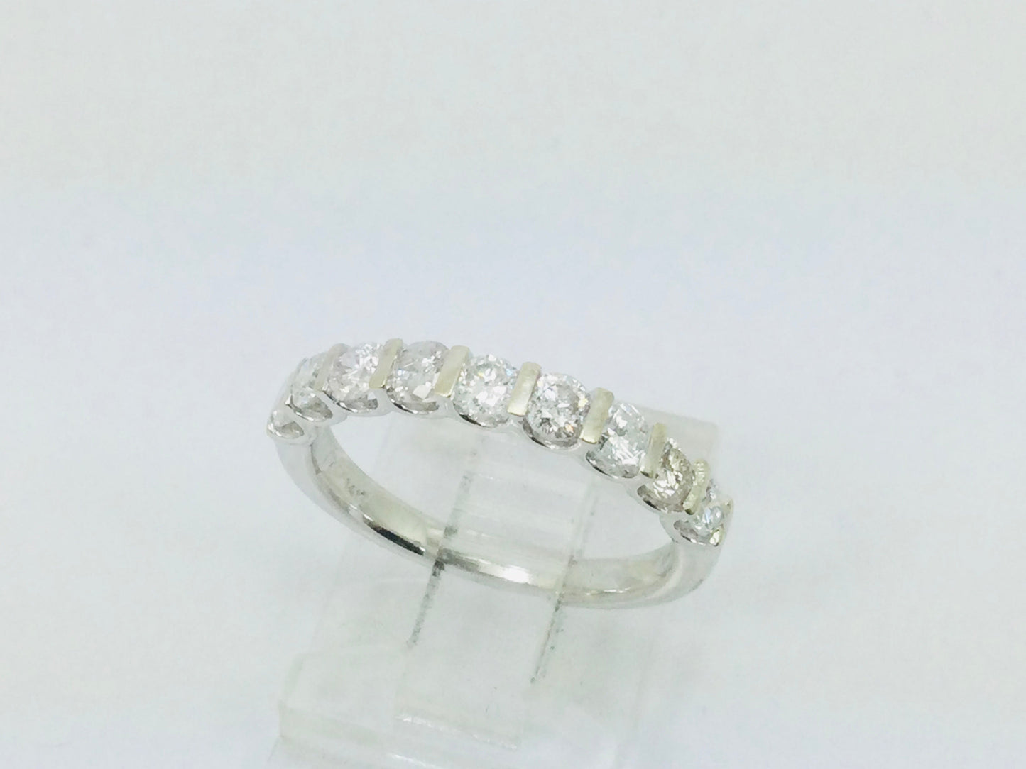 14k White Gold Round Cut 0.72ct Diamond Row Set Ring