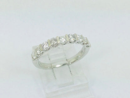 14k White Gold Round Cut 0.72ct Diamond Row Set Ring