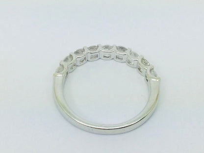 14k White Gold Round Cut 0.72ct Diamond Row Set Ring