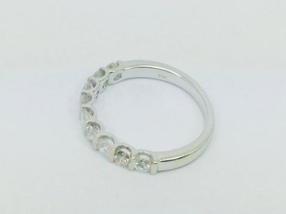 14k White Gold Round Cut 0.72ct Diamond Row Set Ring