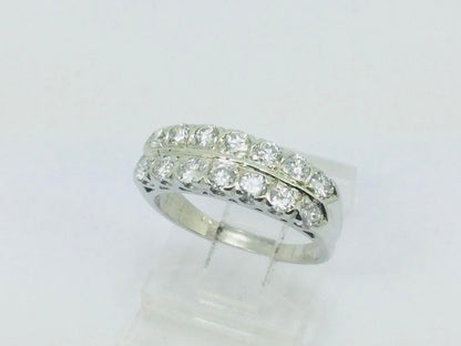 14k White Gold Round Cut 70pt Diamond Row Set Ring