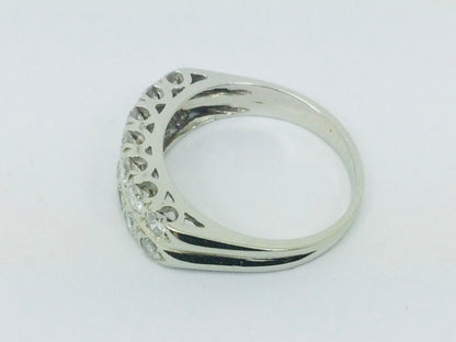 14k White Gold Round Cut 70pt Diamond Row Set Ring