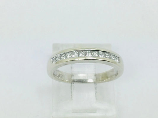 14k White Gold Princess Cut 18pt Diamond Channel Set Ring