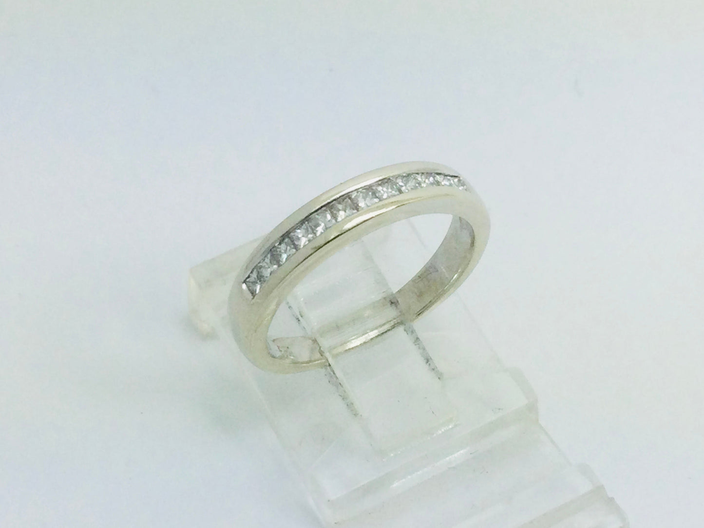 14k White Gold Princess Cut 18pt Diamond Channel Set Ring