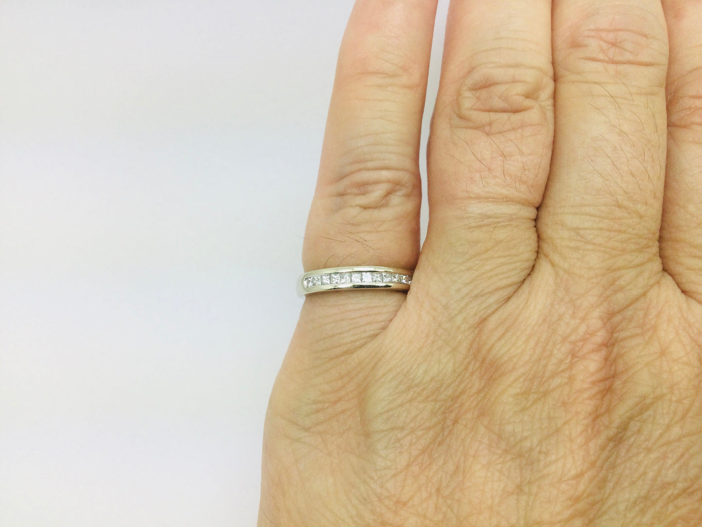 14k White Gold Princess Cut 18pt Diamond Channel Set Ring