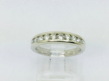 14k White Gold Round Cut 50pt Diamond Channel Set Ring