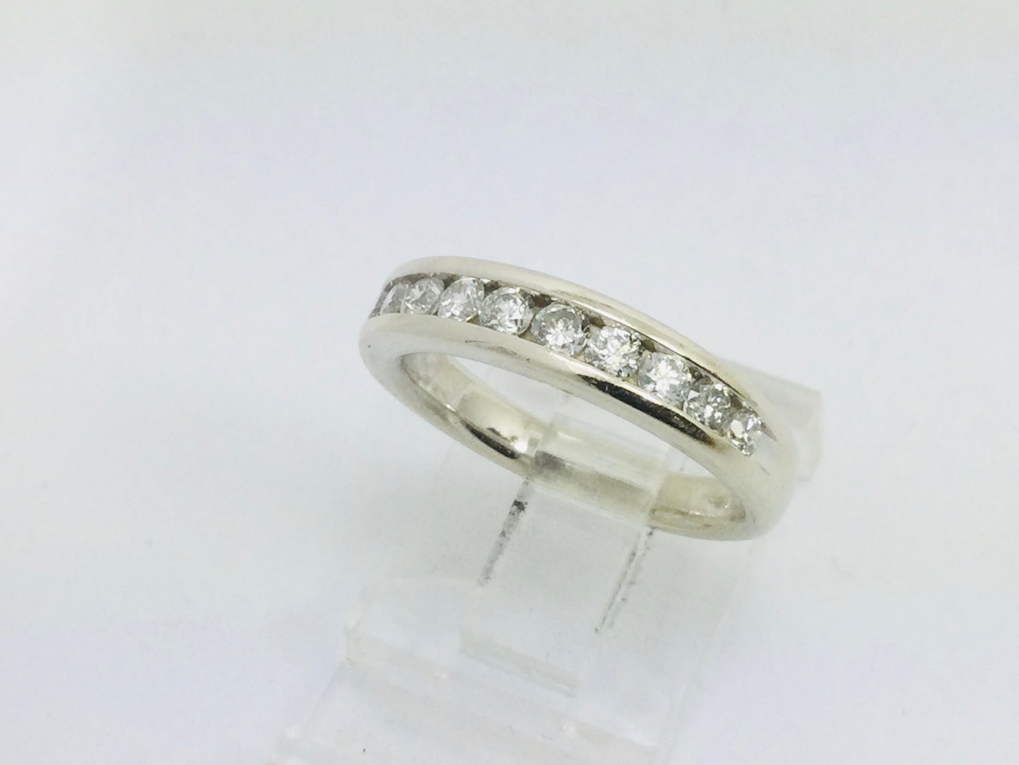 14k White Gold Round Cut 50pt Diamond Channel Set Ring