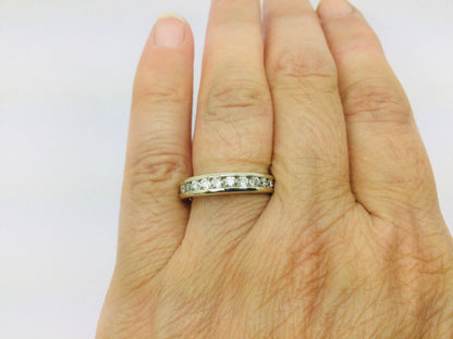 14k White Gold Round Cut 50pt Diamond Channel Set Ring