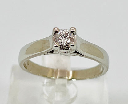 14k White Gold Round Cut 27pt Diamond Solitaire Ring
