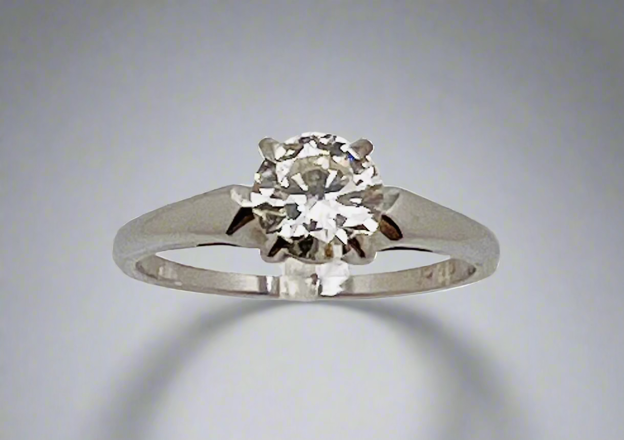 18k White Gold Round Cut 72pt Diamond Solitaire Ring
