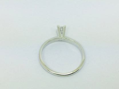 14k White Gold Princess Cut 17pt Solitaire Diamond Ring