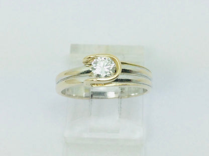 14k White Gold Round Cut 38pt Diamond Solitaire Ring