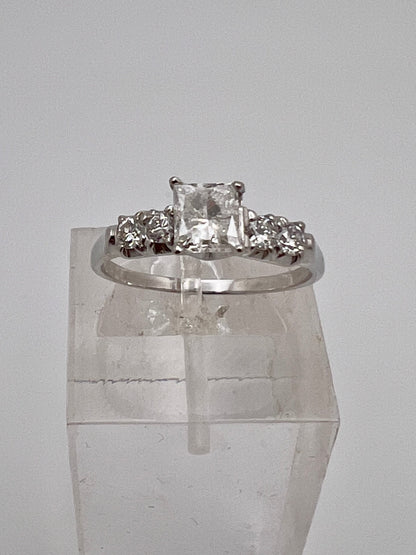 Platinum Princess Cut 1.37 ct Diamond with Accent Ring