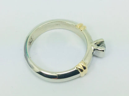 14k White and Yellow Gold Round Cut 25pt Diamond  Solitaire Ring