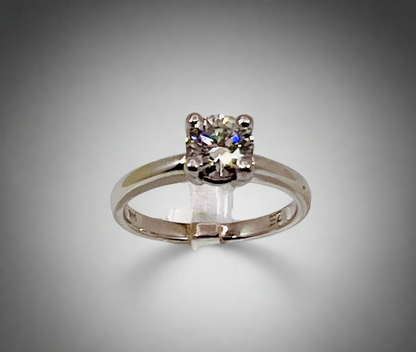 14k White Gold Round Cut 70pt Diamond Solitaire Ring