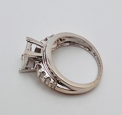 10k White Gold 78pt Round, Princess, and Baguette Diamond Ring