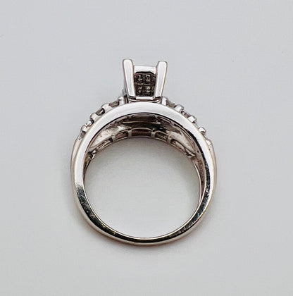 10k White Gold 78pt Round, Princess, and Baguette Diamond Ring