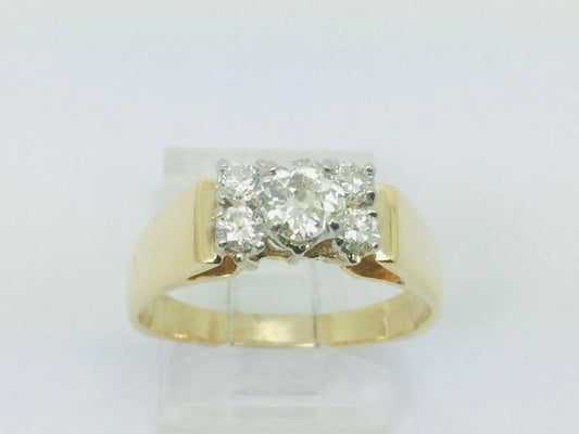 14k Yellow Gold 0.50ct Mine Cut Diamond , 0.78ct TDW Ring