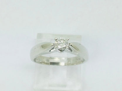 14k White Gold Round Cut 20pt Solitaire Diamond Ring