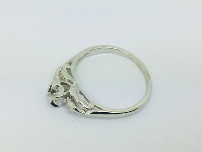 14k White Gold Vintage Round Cut 8pt Diamond with Diamond Accents Ring