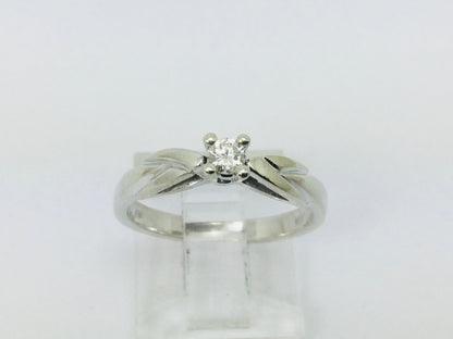 14k White Gold Round Cut 10pt Diamond Solitaire Ring