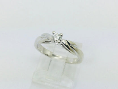 14k White Gold Round Cut 10pt Diamond Solitaire Ring