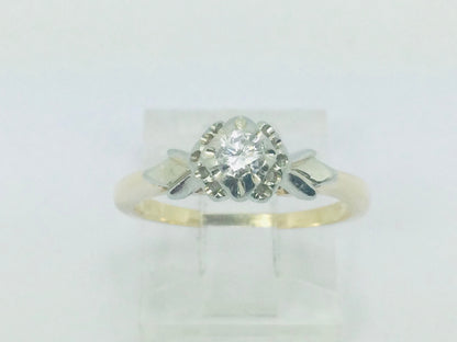 14k Yellow Gold Round Cut 15pt Diamond Solitaire Ring
