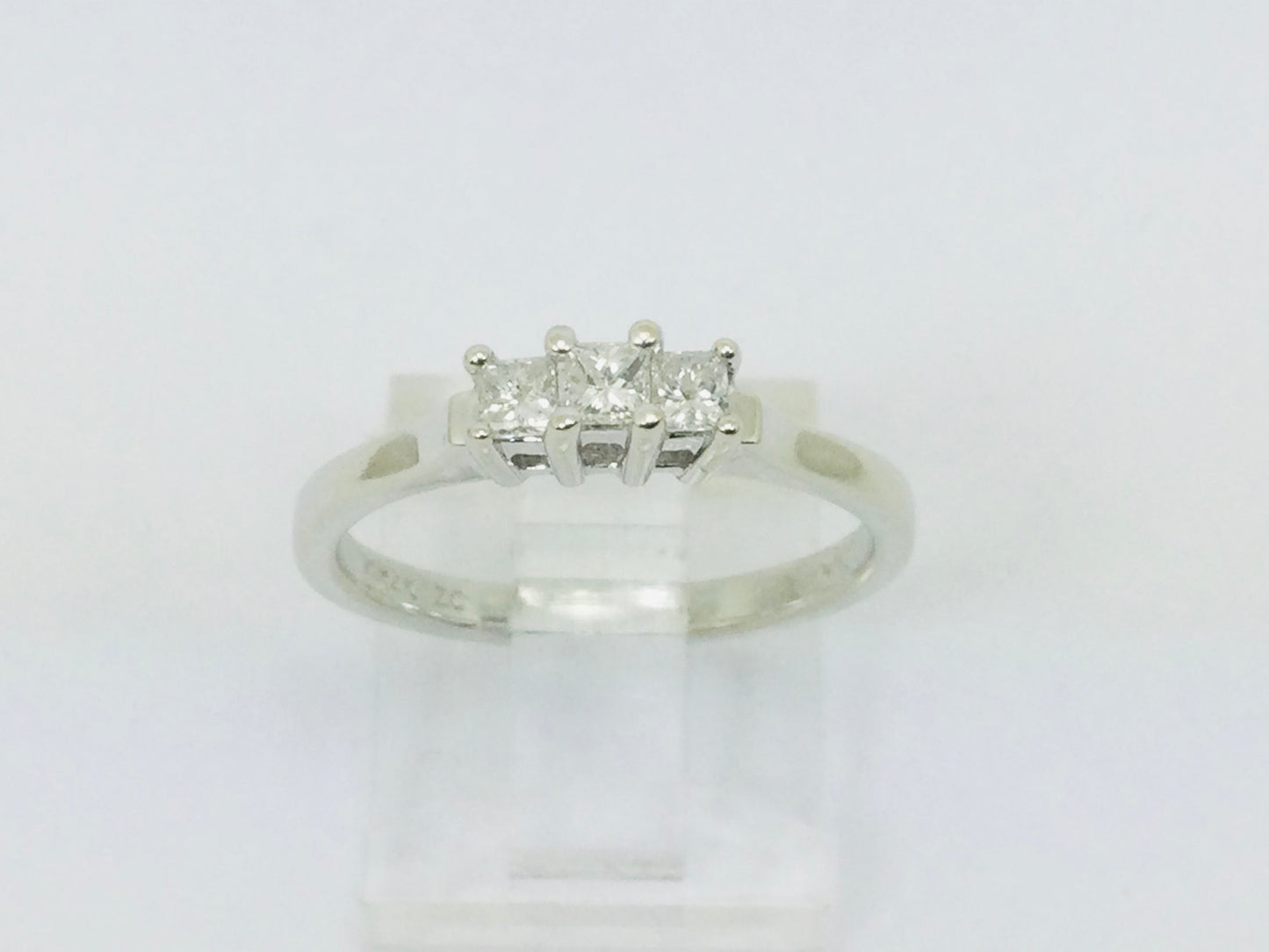 14k White Gold 26pt Princess Cut Diamond Trinity Ring