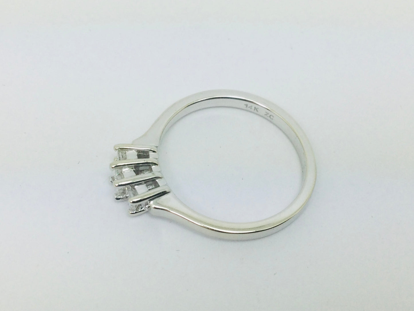 14k White Gold 26pt Princess Cut Diamond Trinity Ring