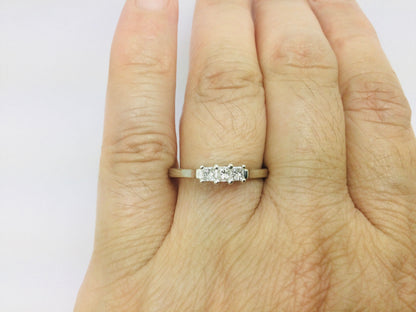 14k White Gold 26pt Princess Cut Diamond Trinity Ring
