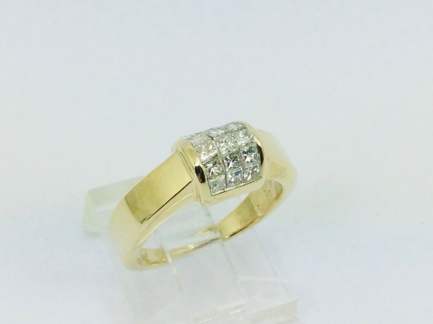 14k Yellow Gold Princess Cut 60pt Diamond Cluster Ring