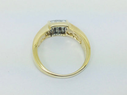 14k Yellow Gold Princess Cut 60pt Diamond Cluster Ring