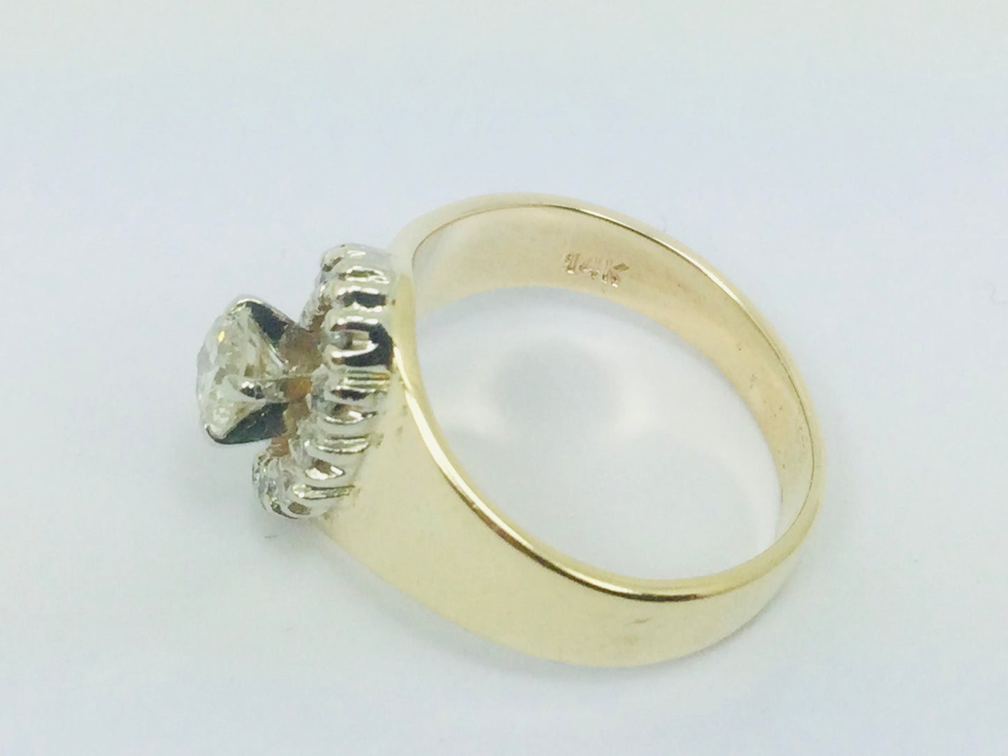 14k Yellow Gold Round Cut 0.55ct Diamond Marquise Halo Ring