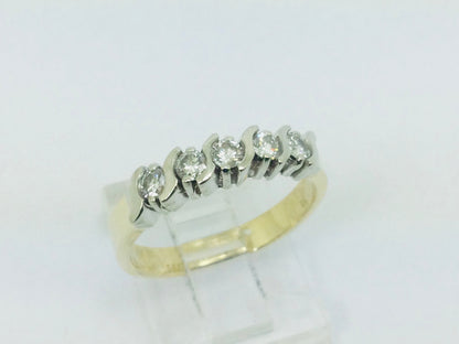 14k Yellow Gold Round Cut 35pt Diamond Row Set Band Ring