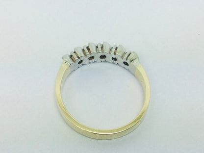 14k Yellow Gold Round Cut 35pt Diamond Row Set Band Ring