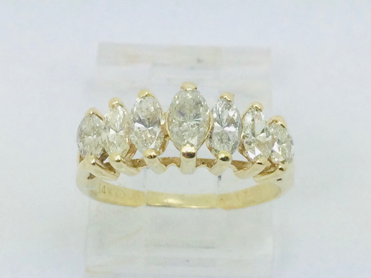 14k Yellow Gold 1.4ct Marquise Cut Diamond Row Set Ring