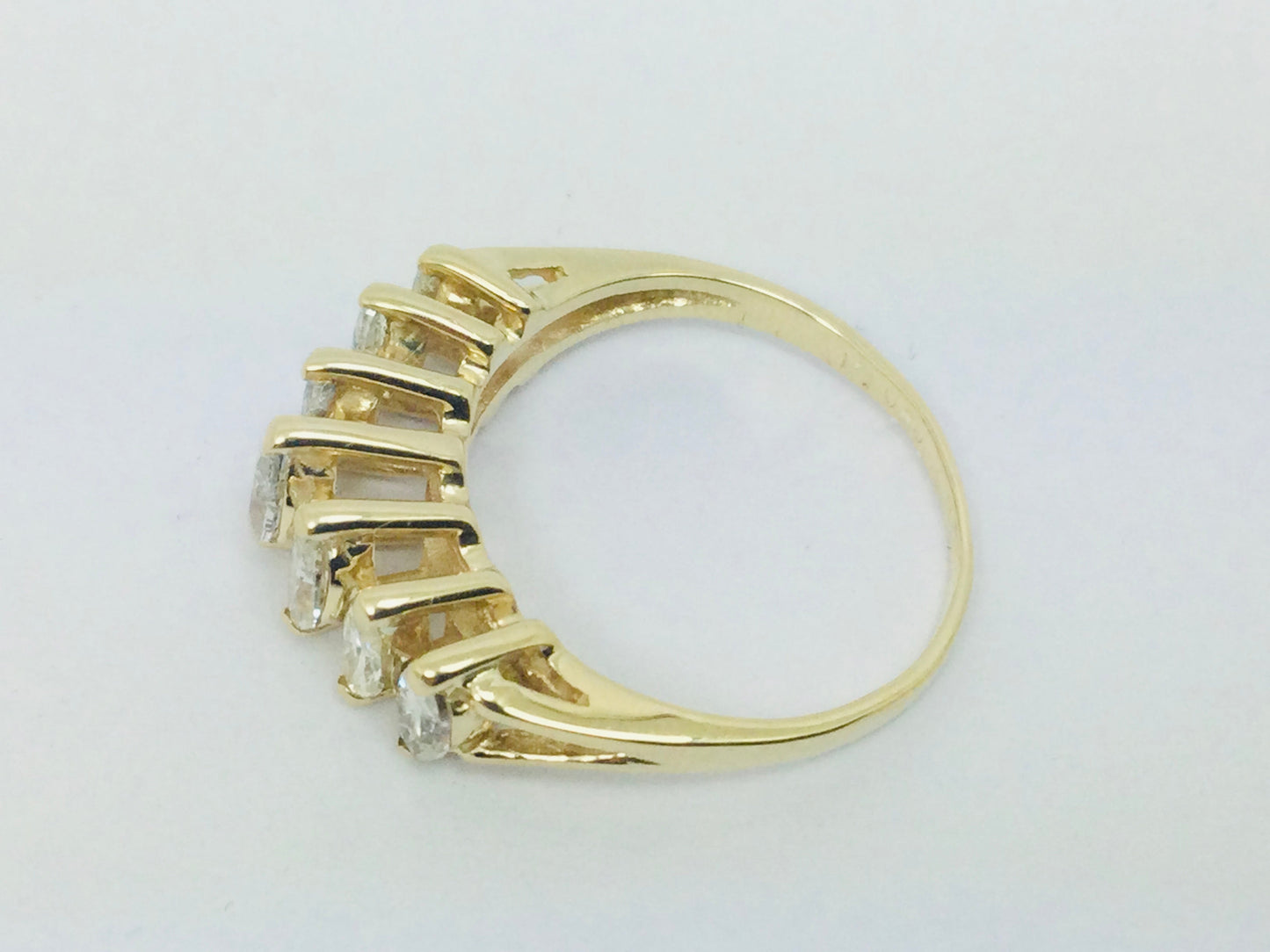 14k Yellow Gold 1.4ct Marquise Cut Diamond Row Set Ring
