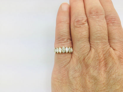 14k Yellow Gold 1.4ct Marquise Cut Diamond Row Set Ring