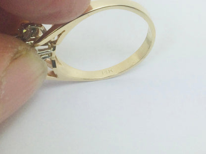 14k Yellow Gold Round Cut 0.40ct Diamond Ring