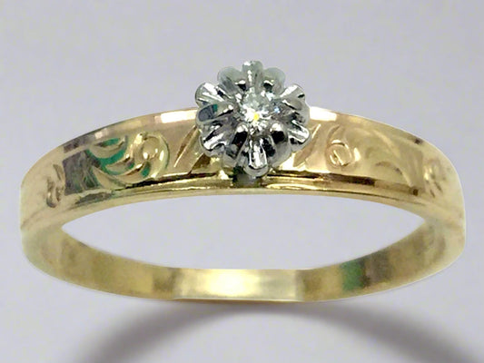 10k Yellow Gold Brilliant Cut 3pt Solitaire Diamond Ring