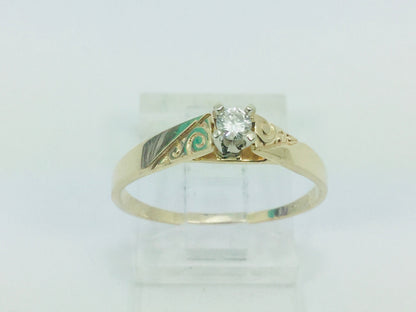 14k Yellow Gold Brilliant Cut 7pt Solitaire Diamond Ring