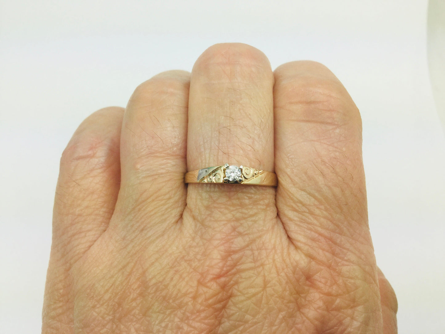 14k Yellow Gold Brilliant Cut 7pt Solitaire Diamond Ring