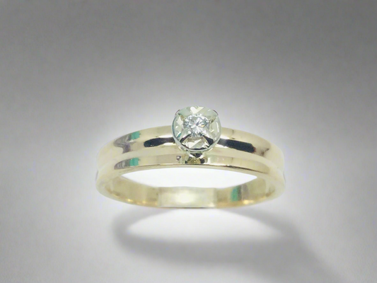 14k Yellow Gold Brilliant Cut 4pt Solitaire Diamond Ring