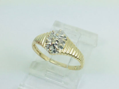 10k Yellow Gold Brilliant Cut 8pt Diamond Cluster Ring