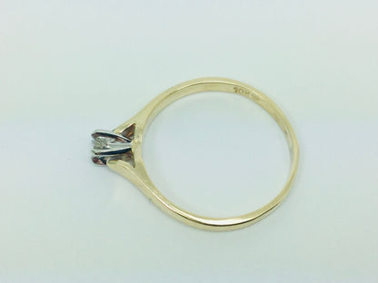 10k Yellow Gold Round Cut 0.06ct Solitaire Diamond Ring